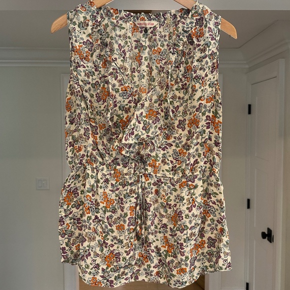 Rebecca Taylor Sleeveless Floral 100% Silk Top / Blouse - Size M - Picture 1 of 13